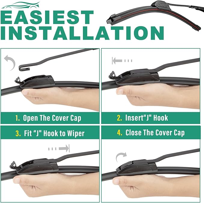 24" 21" 14" Windshield Wiper Blades Replacement for Honda Pilot 2003 2004 2005 2006 2007 2008 Premium All Weather Front Rear Wipers Set - OEM Quality (Pack of 3)