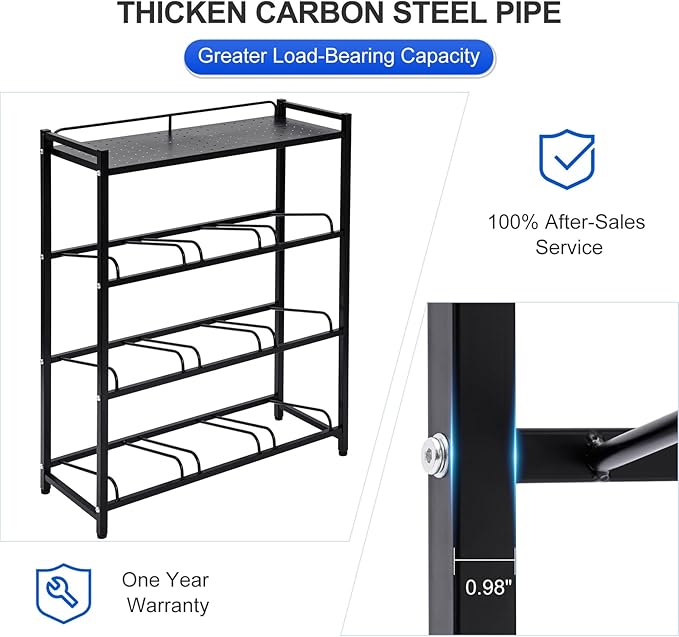 5 Gallon Water Bottle Holder 9-Tray 3/5 Gallon Water Jug Rack with Top Shelf Heavy Duty 5 Gallon Water Jug Stand for Kitchen, Office, Garage, Black