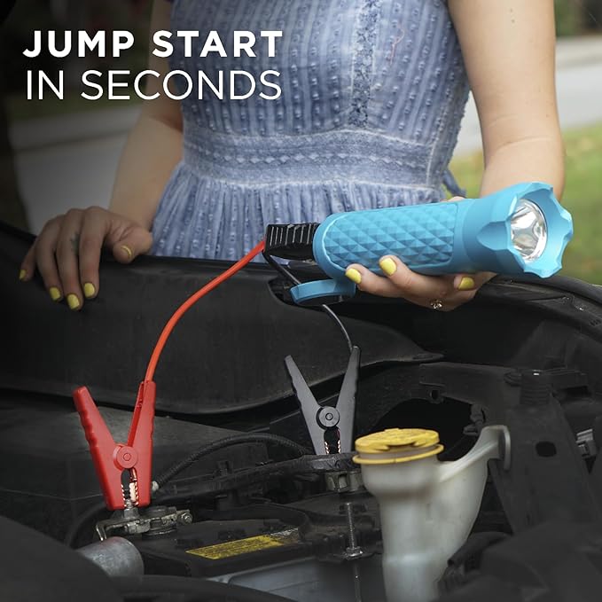 BoostHero Portable Car Battery Jump Starter, 6,000mAh Power Bank, LED Flashlight, with Smart Jumper Cables for up to 6.0L Gas/4.0L Diesel Engines (Blue)