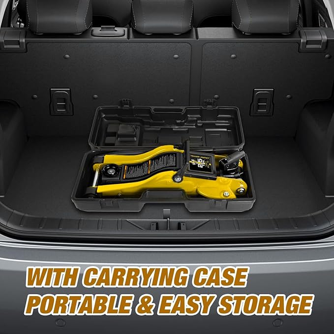 YELLOW JACKET 2.5 Ton Trolley Jack with Carrying Case Hydraulic Low Profile Floor Jack for Cars Lift with Single Piston Lift Pump, 5500 lb Capacity…