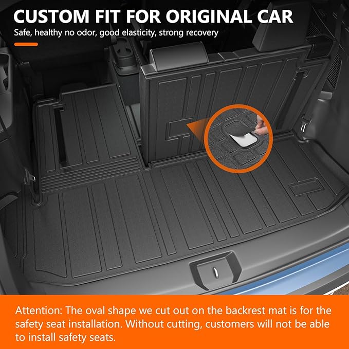 powoq Cargo Mat Compatible with 2020-2025 Toyota Highlander Backrest Mat TPE Cargo Liners Replacement for Toyota Highlander Accessories (Fit 2020-2025 Highlander,Rear Cargo Mat with Backrest Mat)