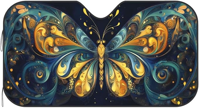 Beautiful Butterfly Car Sun Shade Windshield Sunshade Foldable Front Window Shield Cover for Truck SUV