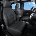 GIANT PANDA Customized Front Car Seat Covers for Jeep Wrangler JK 2/4 Door Sahara Sport Rubicon Unlimited Altitude 2013 2014 2015 2016 2017,Faux Leather - (Black)