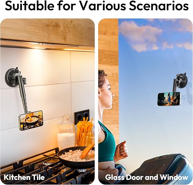 ULANZI ZJ06 Magnetic Suction Cup Mount Compatible with iPhone MagSafe Extendable Cellphone Stand Photo Video Filming Accessories Car Dashboard Windshield for iPhone 16 15 14 13 12