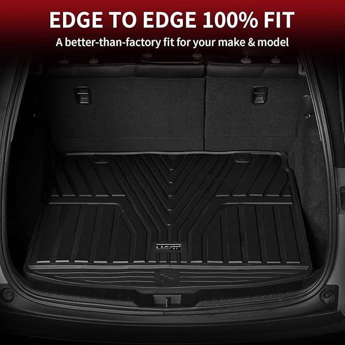 LASFIT Floor Mats and Cargo Liner for Honda CR-V 2023 2024 2025 2026 (Include Hybrid Models), All Weather TPE Car Trunk Mat (Upper Position), 1st & 2nd Row & Trunk Liner Full Set Black