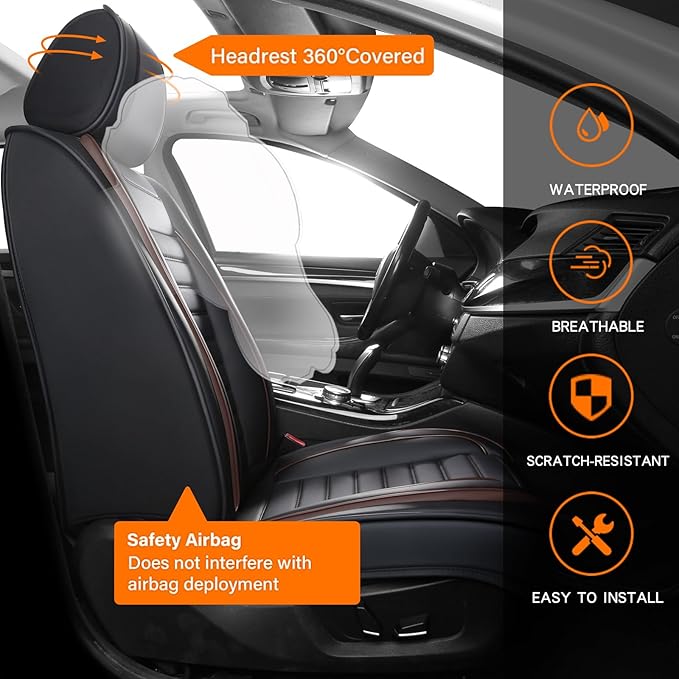 Car Seat Covers,Car Seat Protector Waterproof,Seat Covers Front, Car Seat Protectors,Automotive Seat Covers Fit for Most Cars Brown