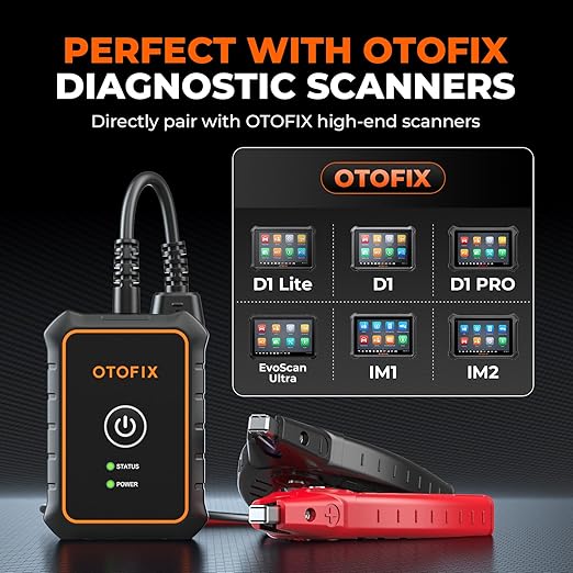 OTOFIX Car Battery Tester BT1 Lite, 6V 12V 100-2000 CCA Car Battery Analyzer, Auto Cranking Charging System Test Scan Tool, Battery Load Test,Use with D1/D1 Lite/D1 PROS/D1 MAX/IM1/IM2/Ultra