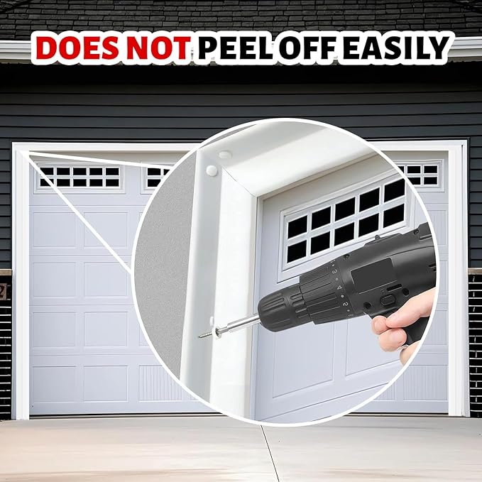 Garage Door Seal Top and Sides Seal Strip, 40FT Universal Garage Door Weather Stripping, Durable Garage Door Bottom Seal Replacement with Adhesive Backing and Screws (White, 40FT)