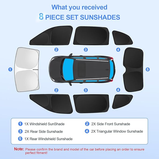 8pcs Car Window Shades for Honda CR-V 2023 2024 2025 Accessories,Windshield Side Rear Full Sunshade,Sun Visor UV Blocking, Privacy Protection and Blackout for Camping Outdoor