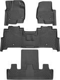 Powerty Floor Mats for 2018-2024 Ford Expedition with 2nd Row Bucket Seats Accessories All Weather Floor Liner 3D TPE 1st & 2nd Row Floor Mat Heavy-Duty Floor Liners