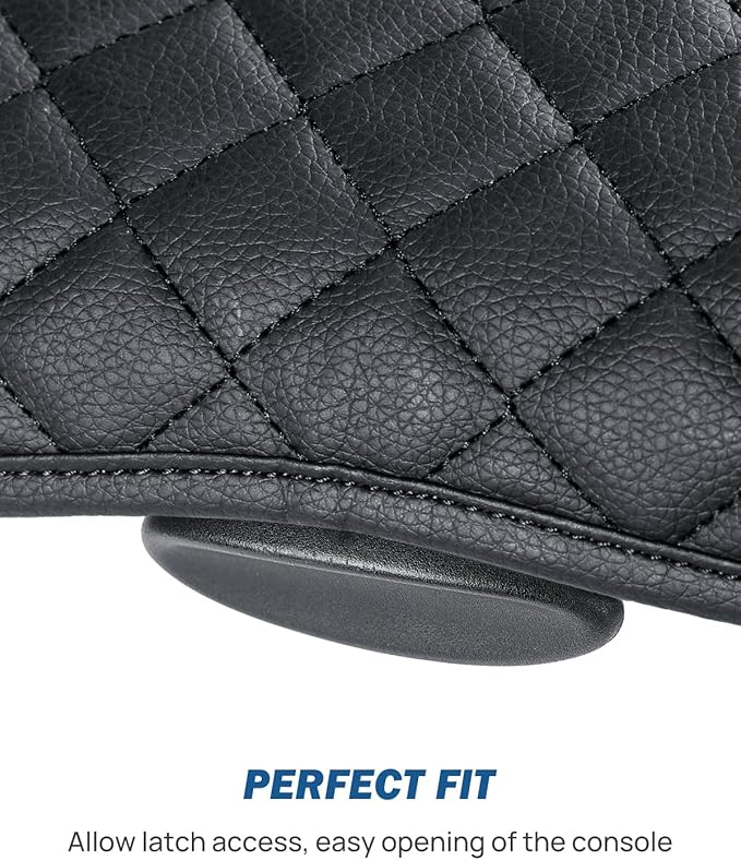 JOYTUTUS Center Console Cover Compatible with 2002-2012 Ram 1500 2500 3500 Jump Seat Console, Leather Arm Rest Armrest Cover for Car, Middle Console Cover Car Arm Rest Cover Replacement, with 2 Pocket