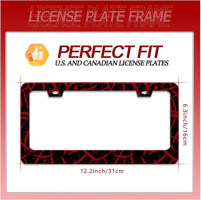 Blood Splattered License Plate Frame Funny Bloody Scar License Plate Frames for Car Decorative Parts Stainless Stee License Plate for Standard Us Canada License Plate Holder 12x6 Inch