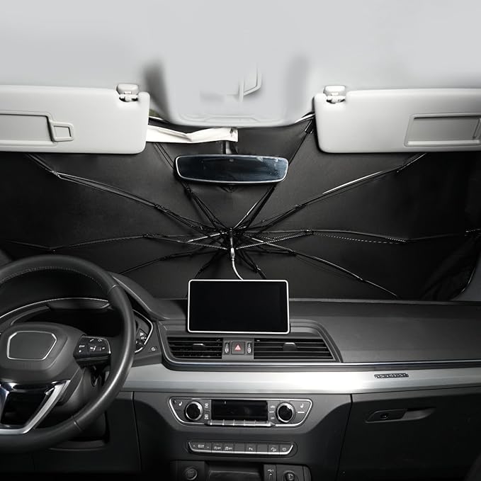 Umbrella Sunshade for Audi Q5 Accessories 2018-2025, Foldable Windshield Cover Sun Shade Umbrella Sun Visor with UV Block Windshield and Heat Insulation Protection (for Audi Q5 2018-2025)