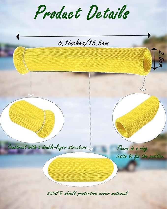 Spark Plug Wire Heat Shield - 8 PCS 2500° Spark Plug Wire Boots Protector, 6 Inches Spark Plug Heat Sleeve Protection Cover Replacement for LS1 / LS2 SBC BBC 350 454 Car Truck, Yellow