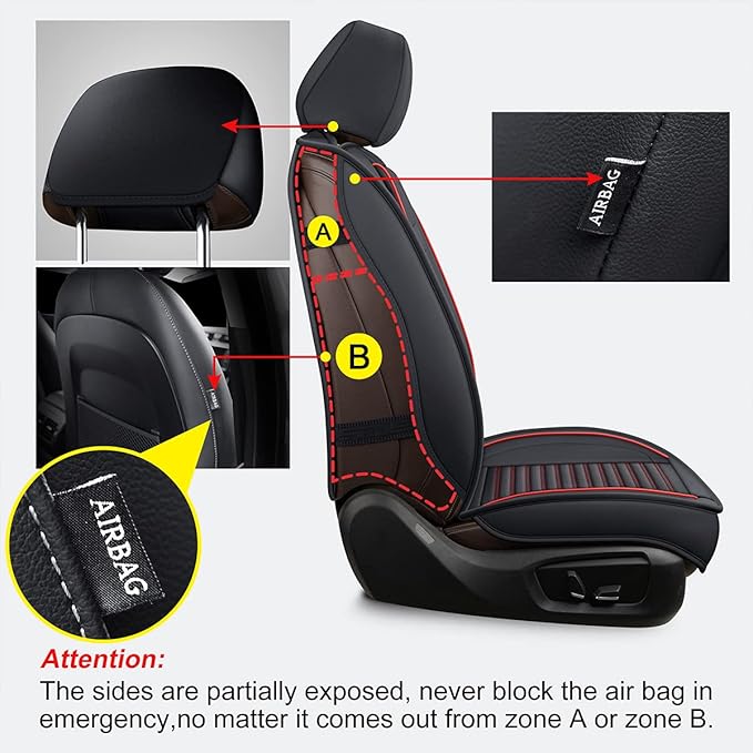 LINGVIDO Car Seat Covers,Breathable and Waterproof Faux Leather Automotive Seat Covers for Cars SUV Pick-up Truck Sedan,Universal Anti-Slip Driver Seat Cover with Backrest (Front Seat, Red)