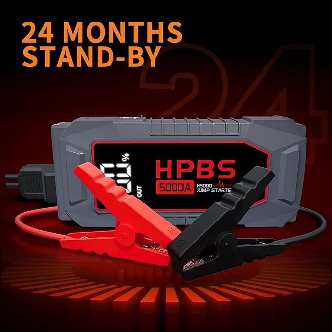 Car Jump Starter - 5000A Peak Jump Starter Battery Pack for Up to All Gas and 10.0 L Diesel Engines, 12V Portable Battery Jump Starter with 3.0" LCD Display