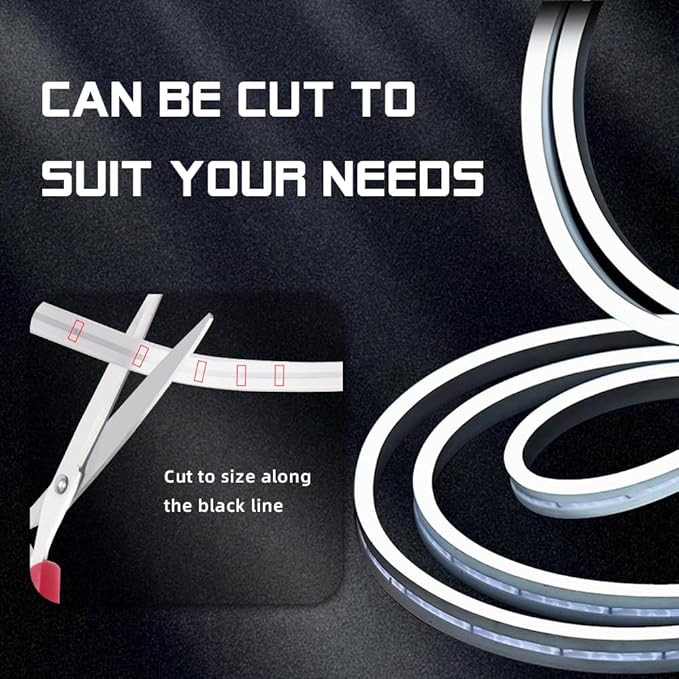 Car LED Strip Light For Trunk, 79Inch IP67 Silicone Waterproof Neon Light Strip Embedded, Flexible Cutting Universal Auto Interior Lights(White)