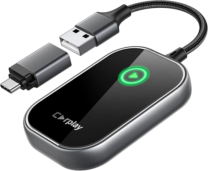 Wireless CarPlay Adapter, Converts Wired to Wireless CarPlay Dongle for Apple iPhone, Plug & Play Auto Connect Zero Latency fits for Cars from 2015 & iOS 10+ Space Gray