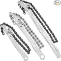 Lasnten 3 Pcs Large Reversible Chain Oil Filter Wrench with 12 16 9 Inch Chain Wrench Adjustable Heavy Duty Carbon Steel Sturdy Pipe Fitting Tool Spanner for Ratcheting Universal(Silver)