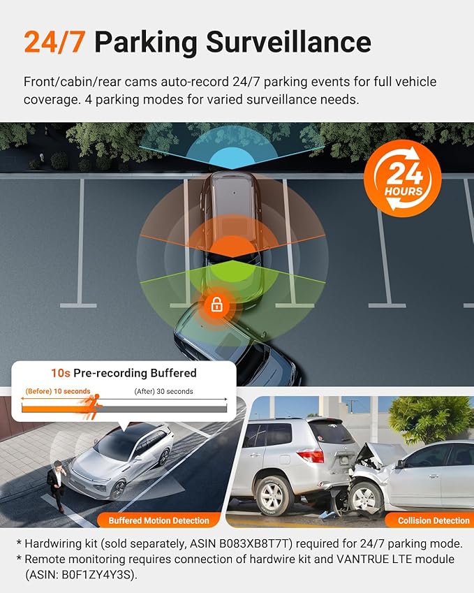 Vantrue N4 Pro S 4K 3 Channel Dash Cam w/Triple STARVIS 2, 4K+1080P+2.5K Front Inside Rear Dash Camera, HDR IR Night Vision, Voice Control, Parking Mode, GPS, Wi-Fi, Support 1TB