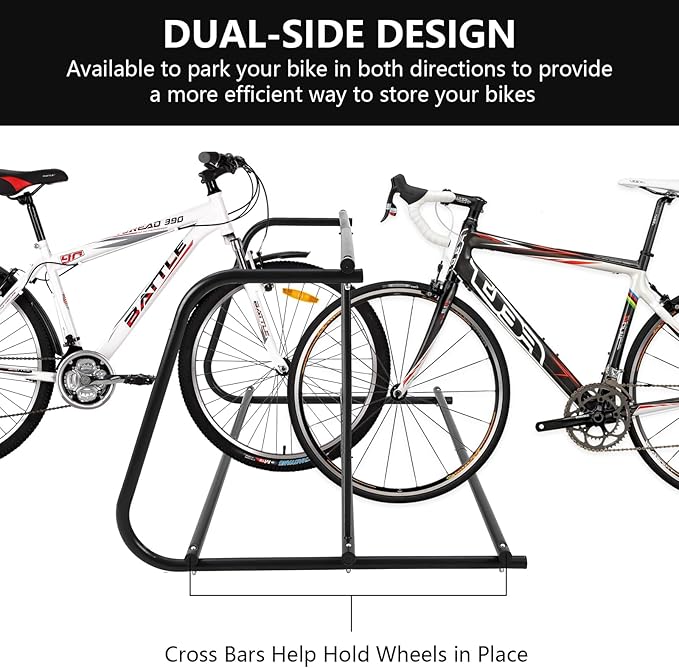 Outdoor Bike Storage, 10 Bike Rack Garage, 61 In Long All-Steel Mesh Bikes Rack, Can Hold 10 Bikes On Both Sides, Easy to Install and Excellent Stability, No Need to Be Fixed, Suitable for Front Yards