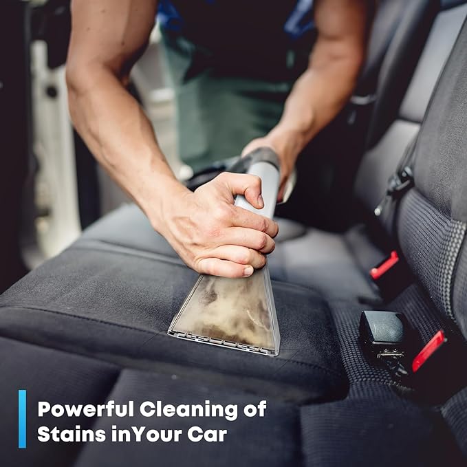 Portable Carphcleaner & Upholstery Cleaner Machine - Multi-Surface Carpet Shampooer with Powerful Suction, Handheld Spot Cleaner for Pets, Stains, Auto Detailing, Furniture, Couch, Car Seats (Silver)