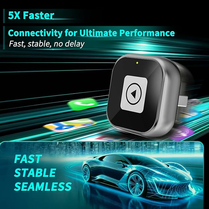 Wireless CarPlay Adapter for iPhone - Mini USB Design, Plug & Play, Auto Connect,Convert Wired to Wireless CarPlay in Seconds, iOS 10+ Compatible (2025 Upgrade) for Cars 2016+(Silver)