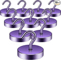 Neosmuk Magnetic Hooks, Cruise Ship Essentials, 100lb+ Heavy Duty Magnetic Hooks for Cruise Cabins, Refrigerator, Grill, Hanging, and Travel | Extra Strong Must-Haves Magnet Hook,Purple