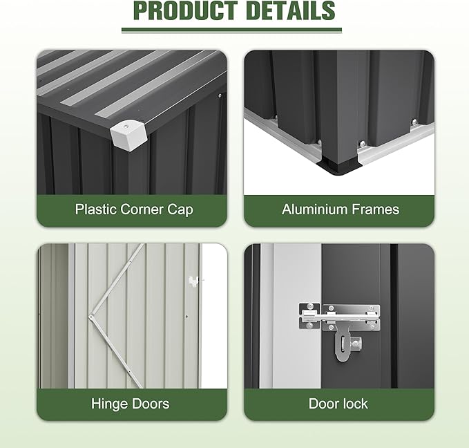 6x4 FT Outdoor Storage Shed,Metal Shed with Window,Garden Shed W/Dual Air Vents & Lockable Sliding Door,All Weather Waterproof Tool House W/Sloped Roof,for Patio,Yard,Lawn,Black