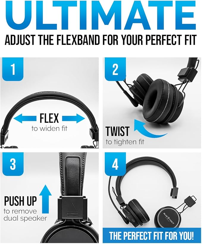 Blue Tiger Premium Elite Ultimate Single and Dual Ear 2-in-1 Bluetooth Headset – Professional Noise Cancellation Head Set with Microphone – USB-C Fast Charge & Long Battery Life