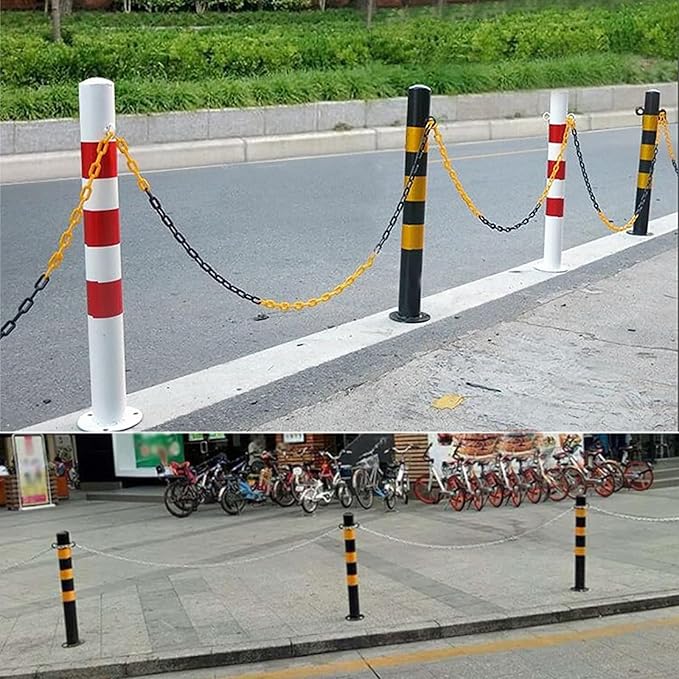 Safety Barrier Bollard for Driveways, Parking Bollard for Warehouse, Traffic Barricade Cones, Parking Stopper for Garage, for Construction Sites etc(Black (4PCS))