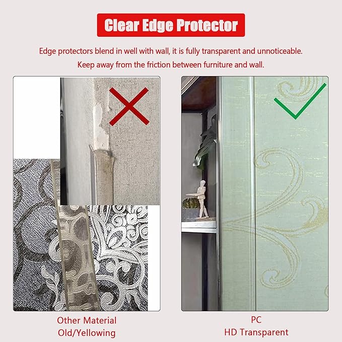Wall Corner Protector - 1PCS, 31.5"x1.18" - Self Adhesive Clear Corner Protectors for Walls, Cabinet Doors, Edge Protector Trim; Easy to Install Corner Guards for Walls (80cm x 3cm)