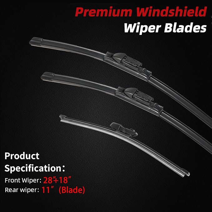 OTUAYAUTO Windshield Wiper Blades - Replacement for Volkswagen VW ID.4 2021-2024, Front and Rear Wipers Set, Top Lock - 28"+18"+11" (Pack of 3)