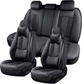 Car Seat Covers Full Set, Front and Rear Seat Covers for Cars, Waterproof Leather Auto Seat Protectors with Head Pillow, Car Seat Cushions Fit for Most Sedans SUV Pick-up Truck, Black