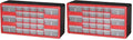 Akro-Mils 26-Drawer Plastic Drawer Storage Cabinet for Garage Organization, Bead Organizer, Building Bricks Storage, Teacher Toolbox, Makeup Organizer, 20-Inch W x 6-Inch D x 10-Inch H, 10126 Red