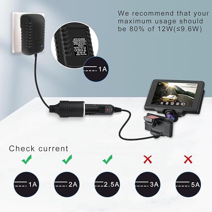 inShareplus 12V 1A 12W AC to DC Converter, 12 Volt Cigarette Lighter Adapter, AC 100~240V to DC 12V Car Lighter Adapter to Wall Outlet Adapter, 12V Power Supply for Car Devices (MP3, Fan, Dash Cam)