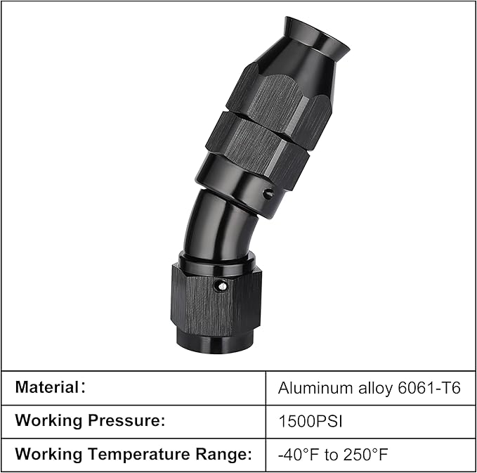 EVIL ENERGY 4AN 30 Degree PTFE One Piece Full Flow End Hose Fitting Aluminum Black