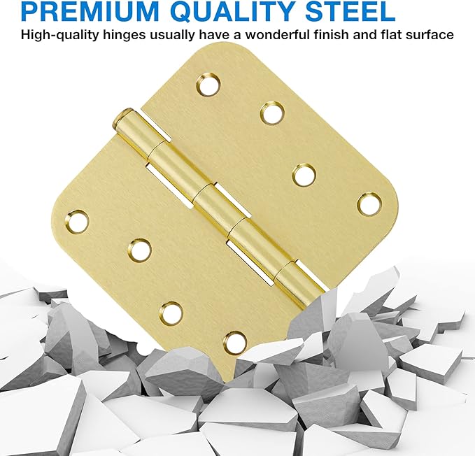 12 Pack 4"x 4 Inch Door Hinges Brass Hardware Gold Exterior Door Hinge 8 Holes 5/8" Heavy Duty Iron Animal Shed Coop Storage Gate Basement Bedroom Office Hotel Door Hinges For Doors Bisagra de puerta