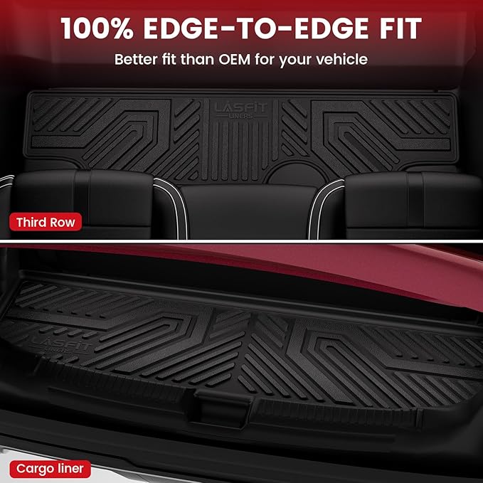 LASFIT Floor Mats & Cargo Liner 2015-2020 & Only 7/8 Seats (Not for 9 Seats) for Chevrolet Chevy Tahoe/GMC Yukon(Only Yukon, Not Fit Yukon XL)/Cadillac Escalade(Only Escalade, Not Fit Escalade ESV)