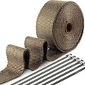 Exhaust Heat Wrap, Tooomplus 2'' x 50' Fiberglass Heat Shield Tape, Heat Wrap for Exhaust Pipes with 15pcs Stainless Steel Ties for Motorcycle Car Truck