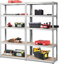 ERGOMASTER 5 Tiers Steel Shelves for Storage Heavy Duty Garage Organization Utility Shelf Rack for Books, Kitchenware, Tools Bolt-Free Assembly 72 x 16 x 72 inches (2PCS,Silver)