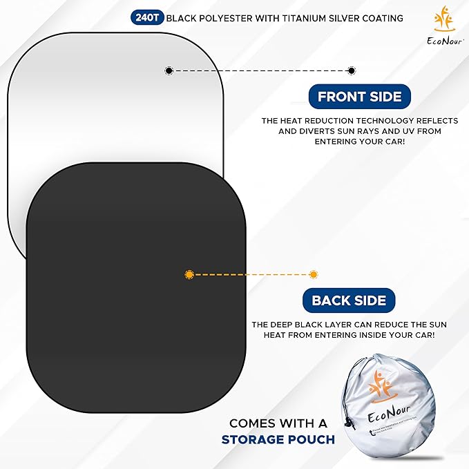 EcoNour Car Windshield Sun Shade Foldable | Front Windshield Shade for Sun, Heat and UV Rays | Sunshade for Car Front Window and Interior Sun Protection | Medium (31 * 28 inches)