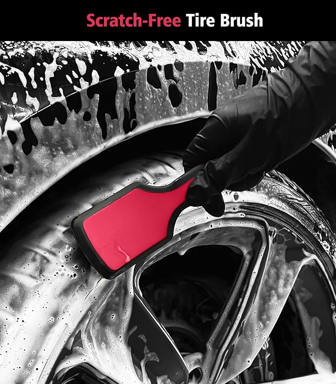 6PCS Motorcycle Cleaning Kit, Wool Wheel Brush, Tire and Chain Brush, Detailing Brush, Ultra Plush Microfiber Towel and Car Wash Mitt for Car Wheels Motorcycle Dirt Bike Cleaning Wash Kit