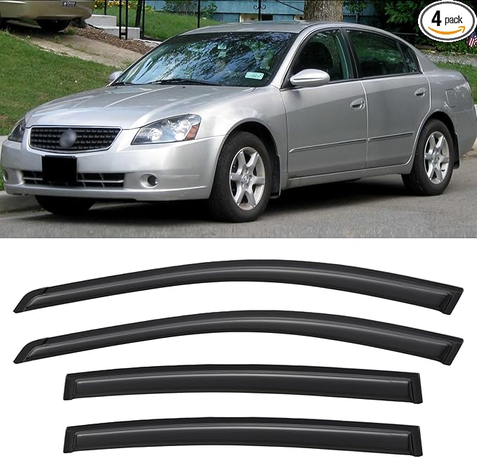 Window Visors Rain Guards for 2002 2003 2004 2005 2006 Nissan Altima, Out-Channel Window Vent Wind Deflectors Visors Shades for 02 03 04 05 06 Nissan Altima