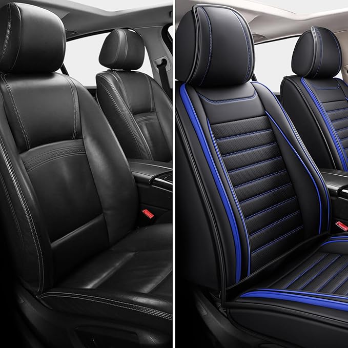 Car Seat Covers Full Set, Universal Faux Leather Car Seat Covers, Waterproof Breathable Automotive Seat Covers for Most Sedans SUV Trucks, Wine Red