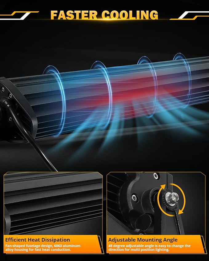 Auxbeam 42 Inch Curved LED Light Bar, 240W 6 Modes Amber White Strobe Fog Lights, Yellow Spot Flood Memory Reset Function Offroad Driving Work Ditch Light for Truck Car ATV