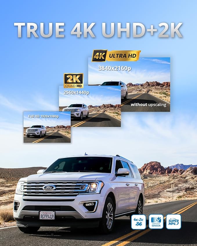 MAGELLAN 3 Channel 4K Dash Cam for Cars, 4K Front + 2K Wide Angle(170°) + 2K Rear, Fatigue Alert, Ultra-Precise GPS, STARVIS 2 IMX678, Wi-Fi, App Control, Parking Mode, 64GB Card Included (DR50)