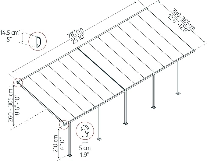 Palram - Canopia Feria 13 Ft. x 26 Ft. Carport Aluminum Metal Frame and Polycarbonate Panels Car Port for Outdoor Driveway to Protect Car, Truck, RV, Trailer, Boat, Equipment Storage(White)