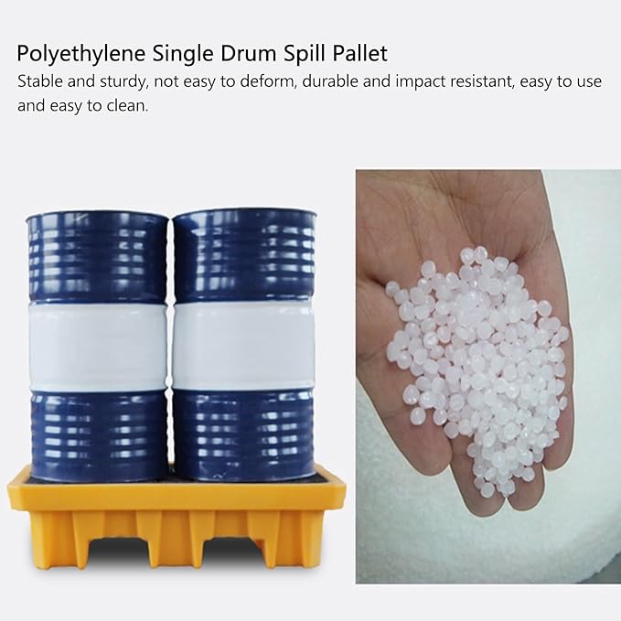 2 Drum Containment Spill Pallet, Polyethylene Low Profile Paint Bucket Tray, Industrial Garage Storage Detachable Shipping Leakproof Platform (Color : Yellow-1 Pack, Size : 26.6"x26.6"x5.9"