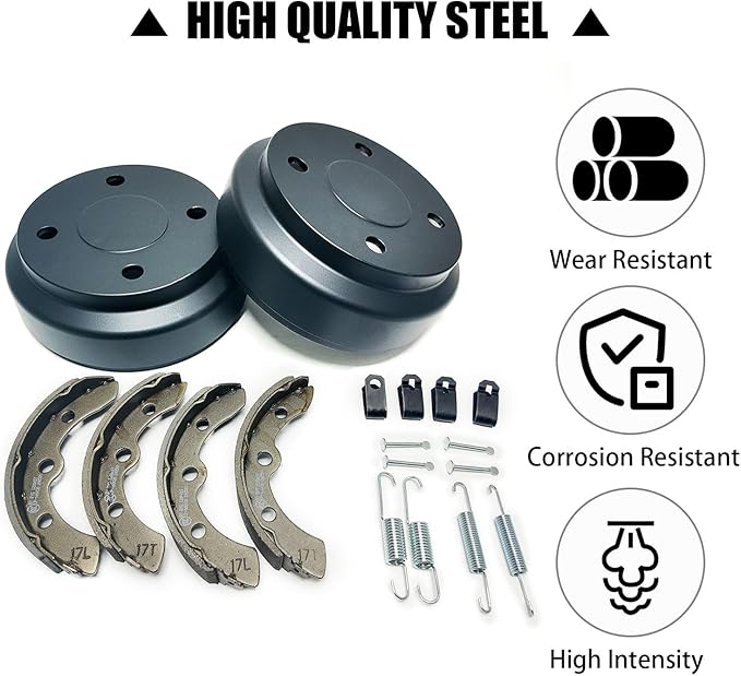 Golf Cart Brake Drums Kit with Brake Shoes & Springs for Club Car, 18 PCS Rear Brake Repair Kit Compatible with 1995-up DS 2004-up Precedent Gas & Electric